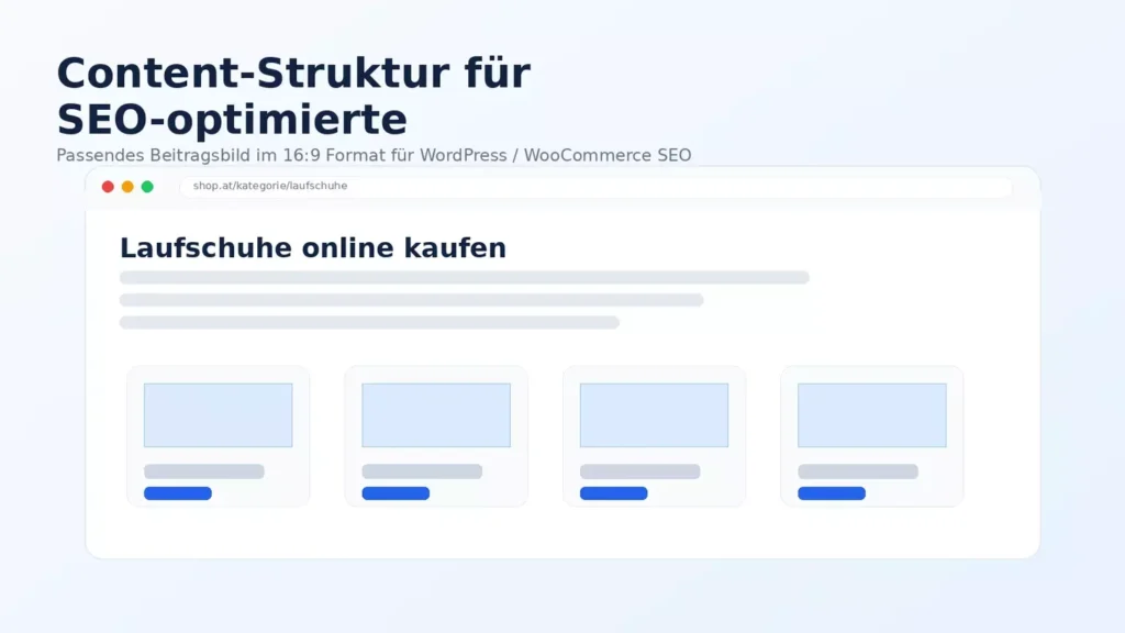 Content-Struktur für SEO-optimierte WooCommerce Kategorieseite mit Text-Platzierung