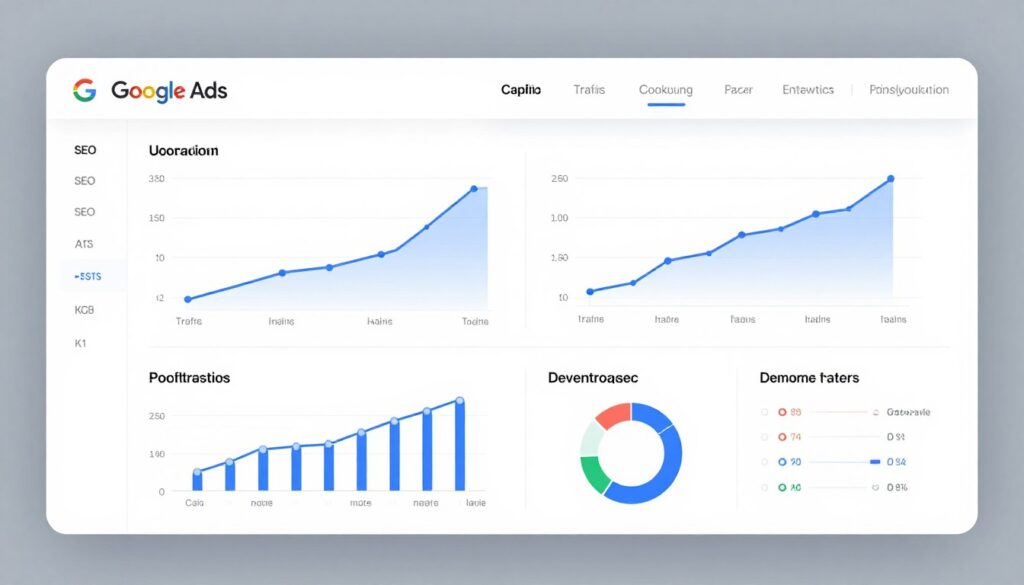 Dashboard mit SEO und Google Ads Performance Metriken