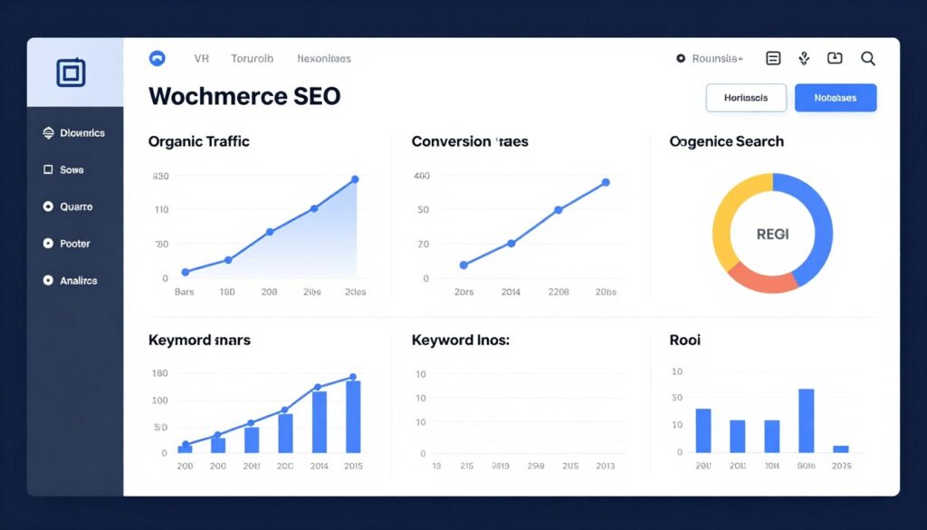 Dashboard mit WooCommerce SEO KPIs und Performance-Metriken