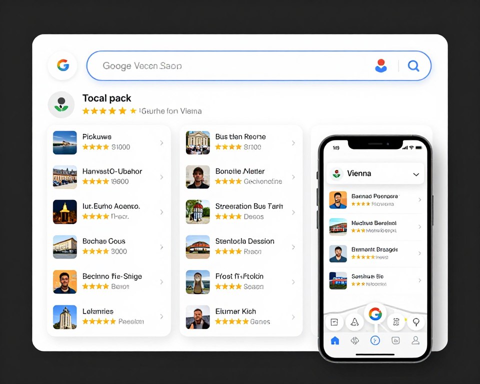 Google Local Pack Ranking für Wien mit Geschäftseinträgen