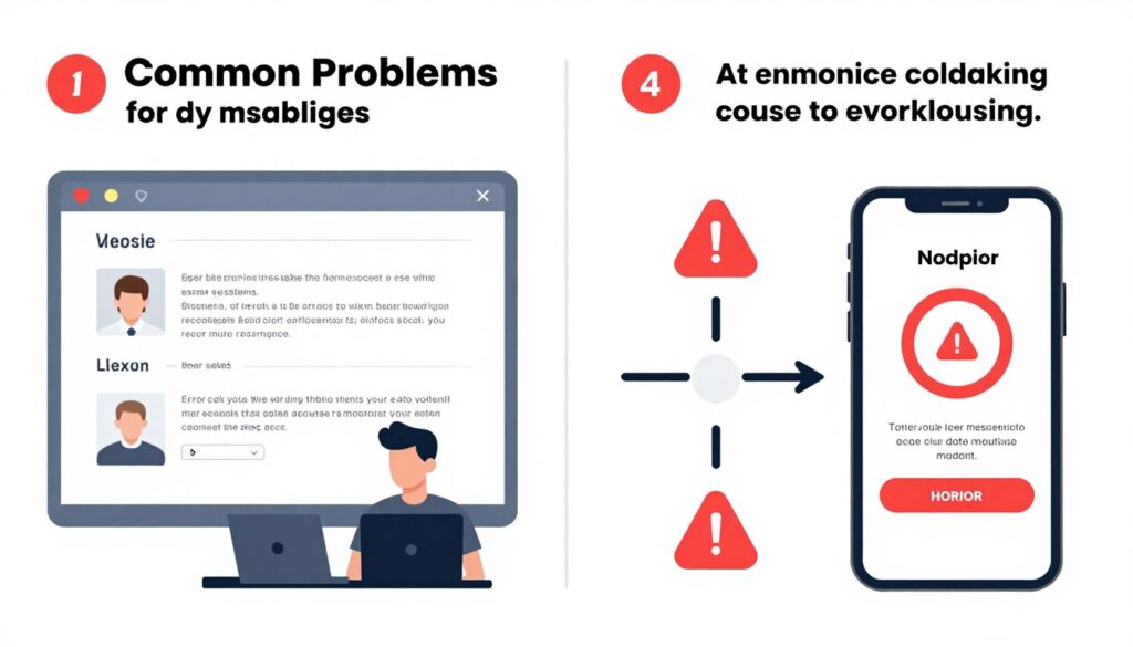 Illustration von häufigen Website-Problemen und SEO-Fehlern