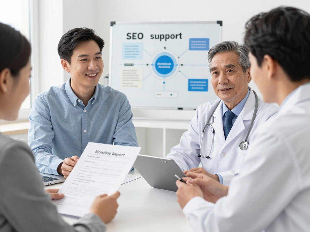 Laufende SEO-Betreuung für Arztpraxis mit monatlichen Reports und Optimierungsmaßnahmen