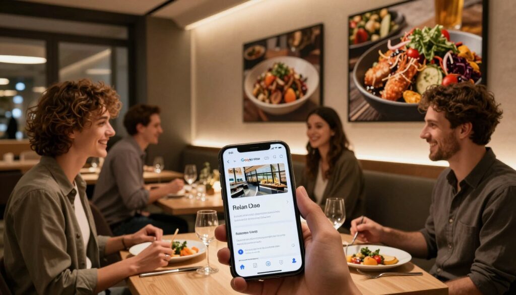 Modernes Restaurant in Wien mit Gästen die über Google Maps gefunden haben