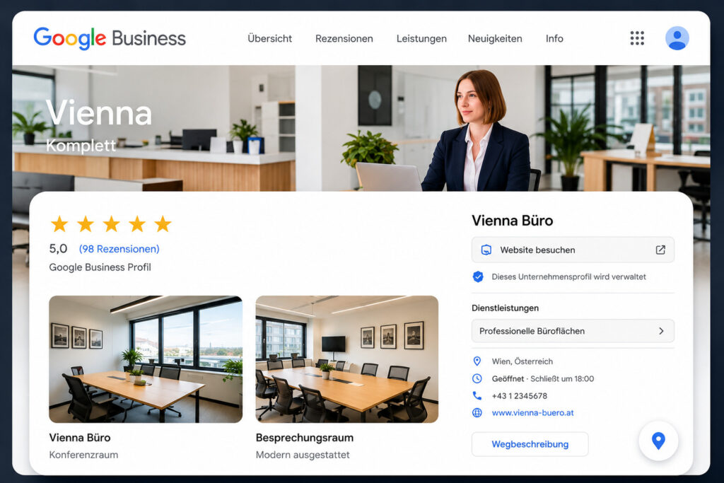 Optimiertes Google Unternehmensprofil Immobilienmakler Wien