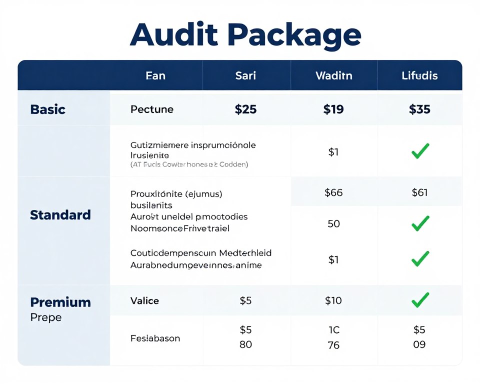 Preisübersicht für verschiedene Audit-Pakete