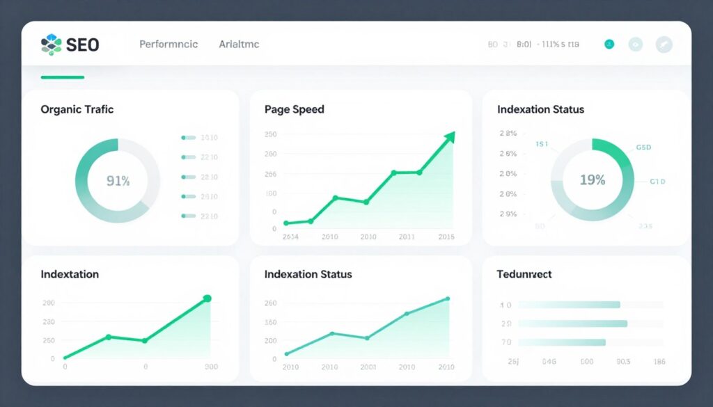 SEO KPI Dashboard mit wichtigen Erfolgsmetriken und Performance-Indikatoren