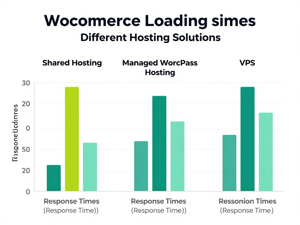 Server-Performance-Metriken für WooCommerce mit Ladezeit-Vergleich verschiedener Hosting-Lösungen