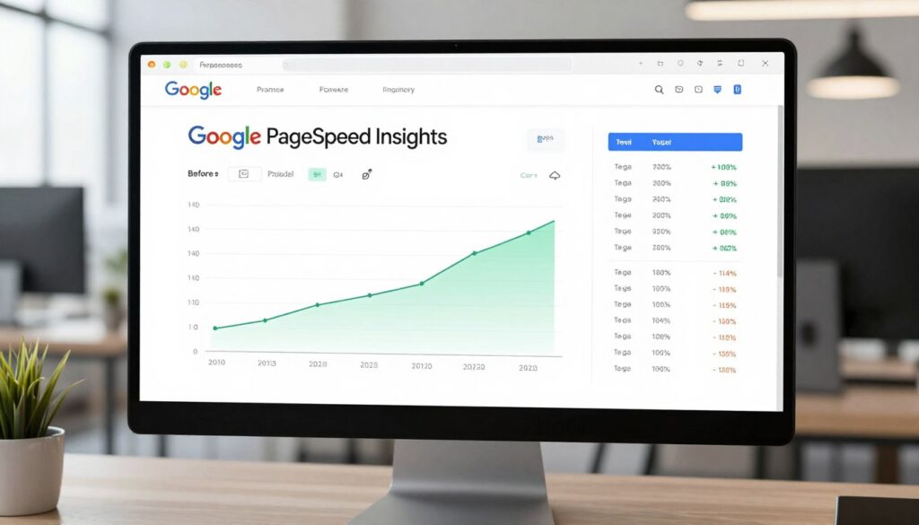 Website Speed Test mit PageSpeed Insights Ergebnissen und Performance-Metriken