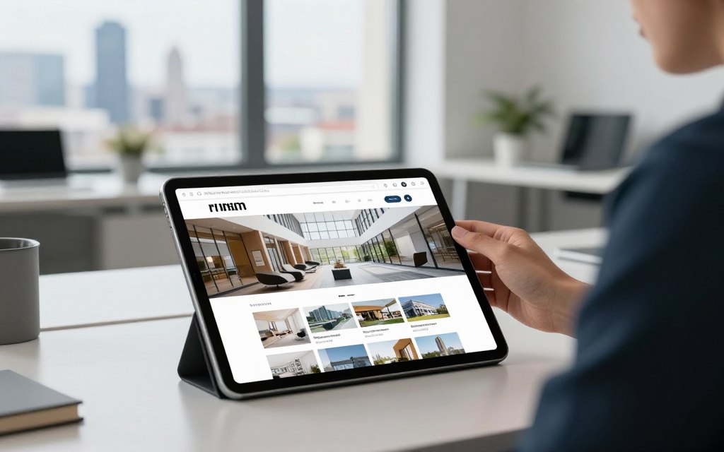 Architekt arbeitet an digitalem Projekt mit SEO-Optimierung