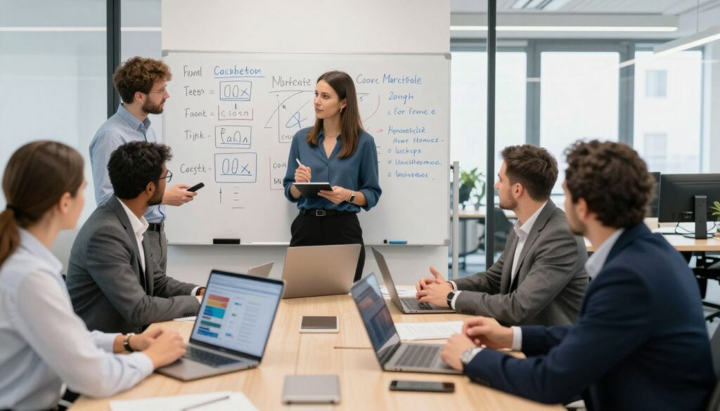 Digital Marketing Team bei Strategiebesprechung
