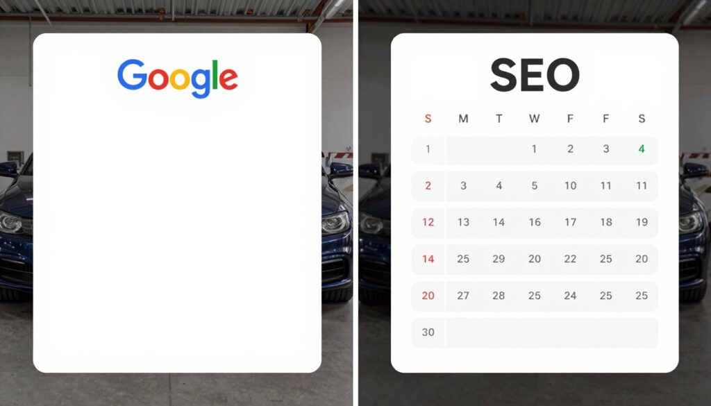 Erfolgreiche Autowerkstatt Wien vor und nach SEO Optimierung Vergleich
