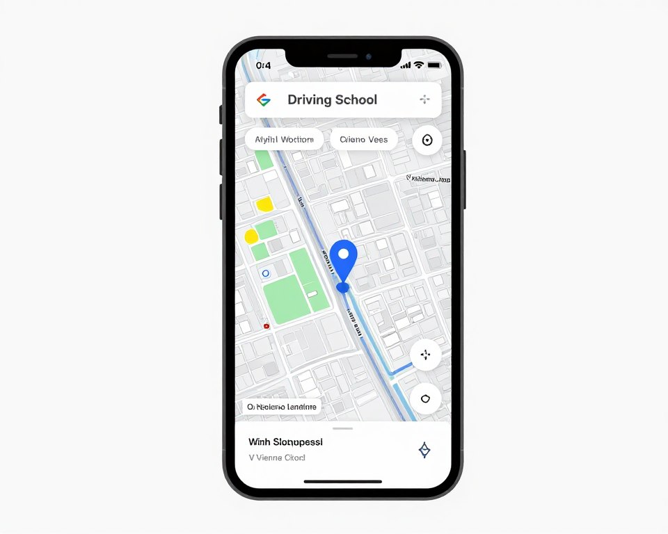 Google Maps Ansicht mit Fahrschulen in Wien