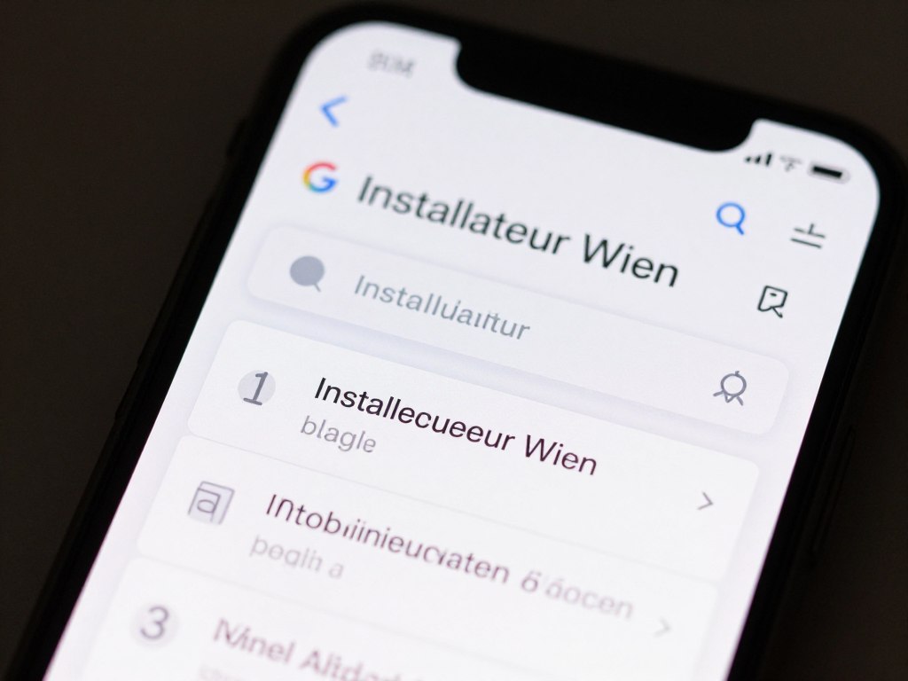Google Suchergebnisse für Installateur Wien auf Smartphone