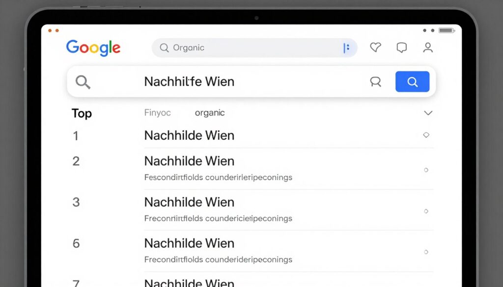 Google Suchergebnisse für Nachhilfe Wien mit Top-Rankings
