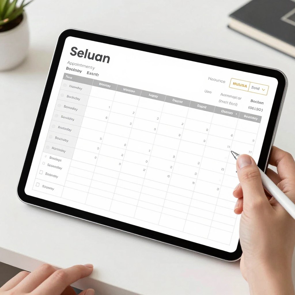 Kalender mit vielen gebuchten Terminen im Kosmetikstudio
