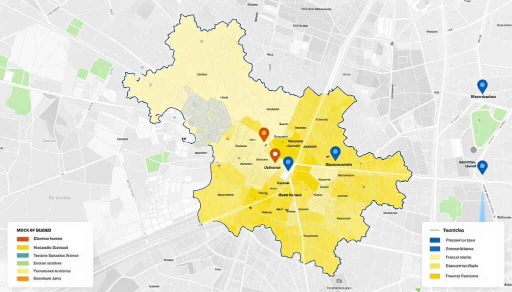 Karte von Wien mit markierten Bezirken für lokale SEO-Strategie