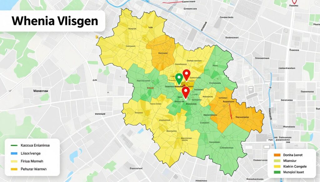 Karte von Wien mit markierten Bezirken für lokales SEO