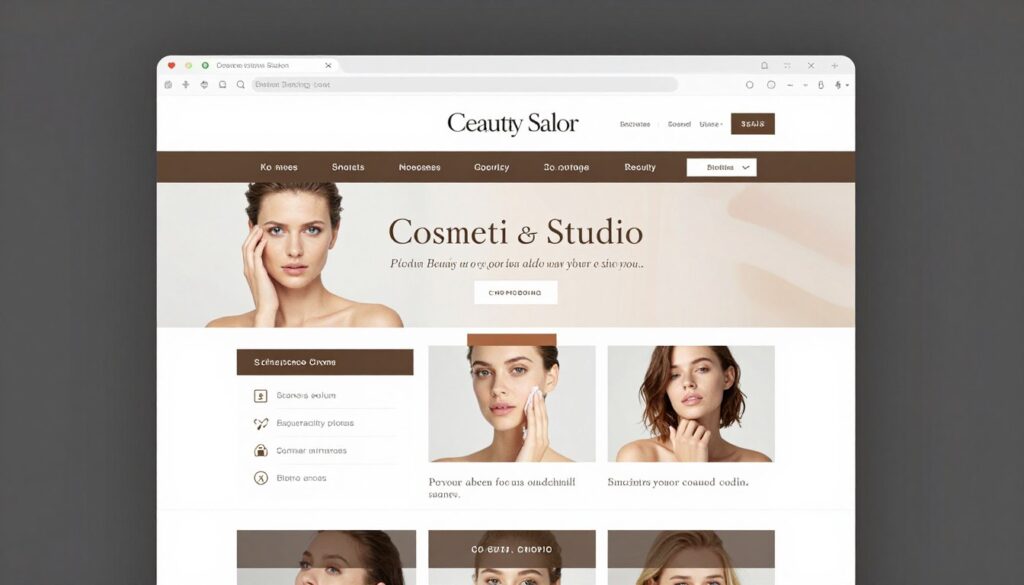 Leere Kosmetikstudio-Website ohne optimierte Inhalte
