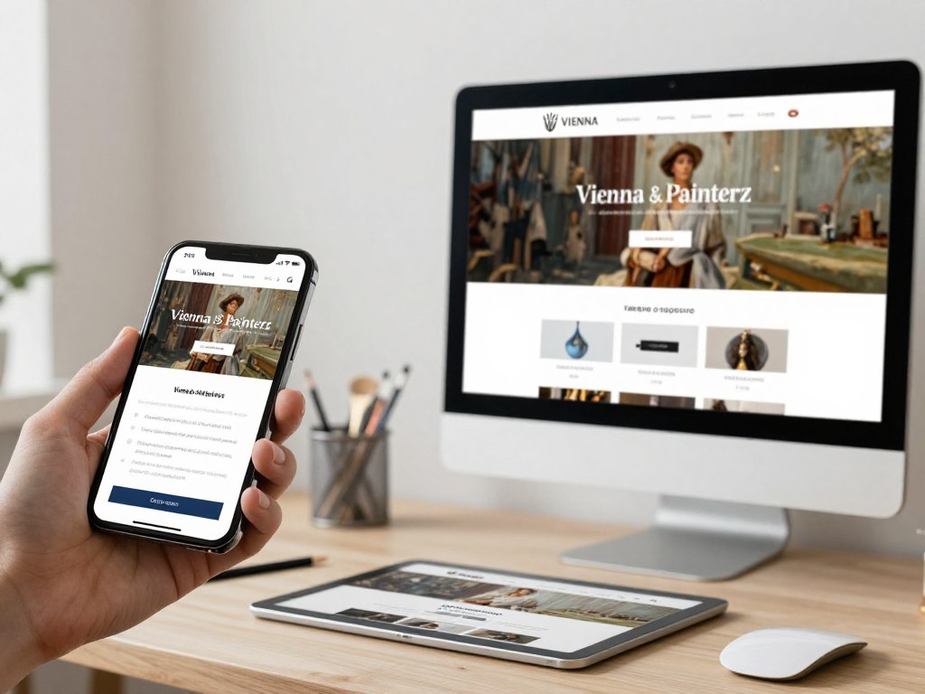 Mobile responsive Website eines Malers auf verschiedenen Geräten