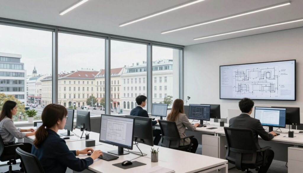 Modern architectural office in Vienna with digital marketing strategy planning