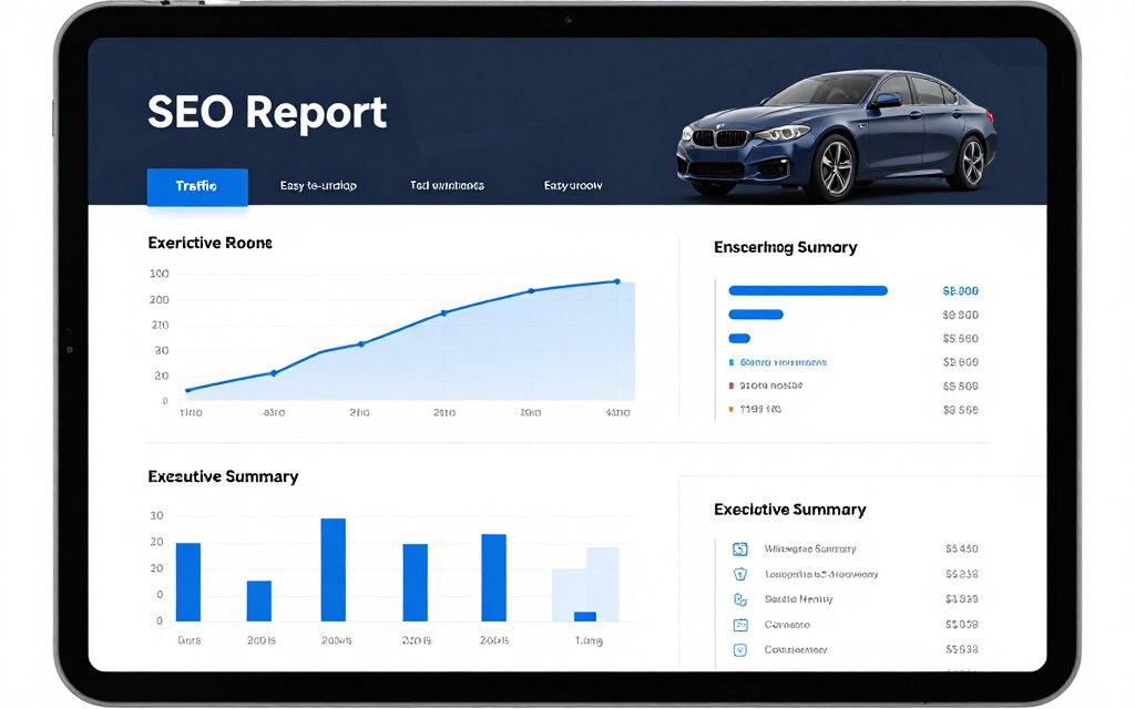 Monatlicher SEO Report Autowerkstatt übersichtliche Darstellung Entwicklung