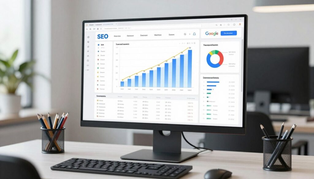 SEO-Analyse Dashboard mit Rankings und Traffic für Friseur