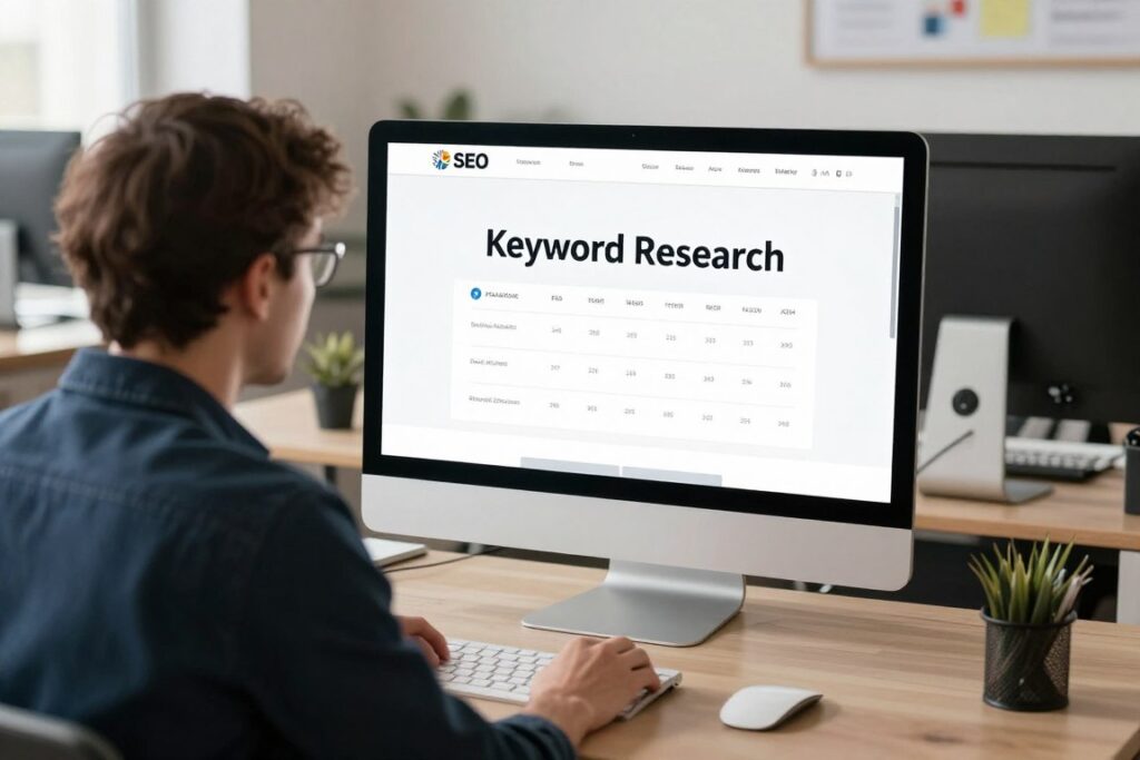 SEO Spezialist bei der Arbeit