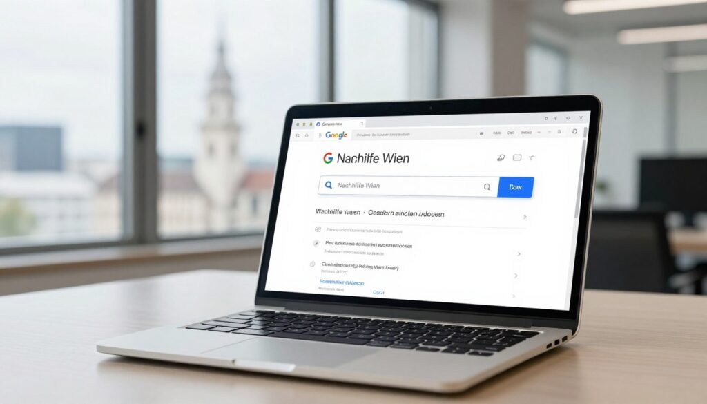 SEO für Nachhilfe Wien - Laptop mit Google Suchergebnissen für Nachhilfe