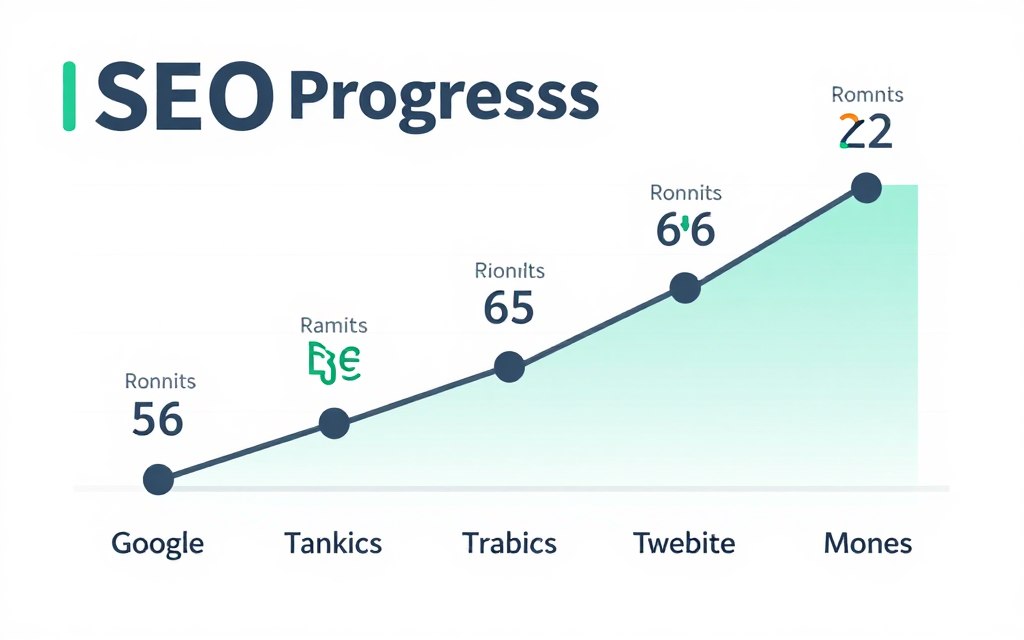 Timeline-Diagramm mit SEO-Fortschritt über mehrere Monate