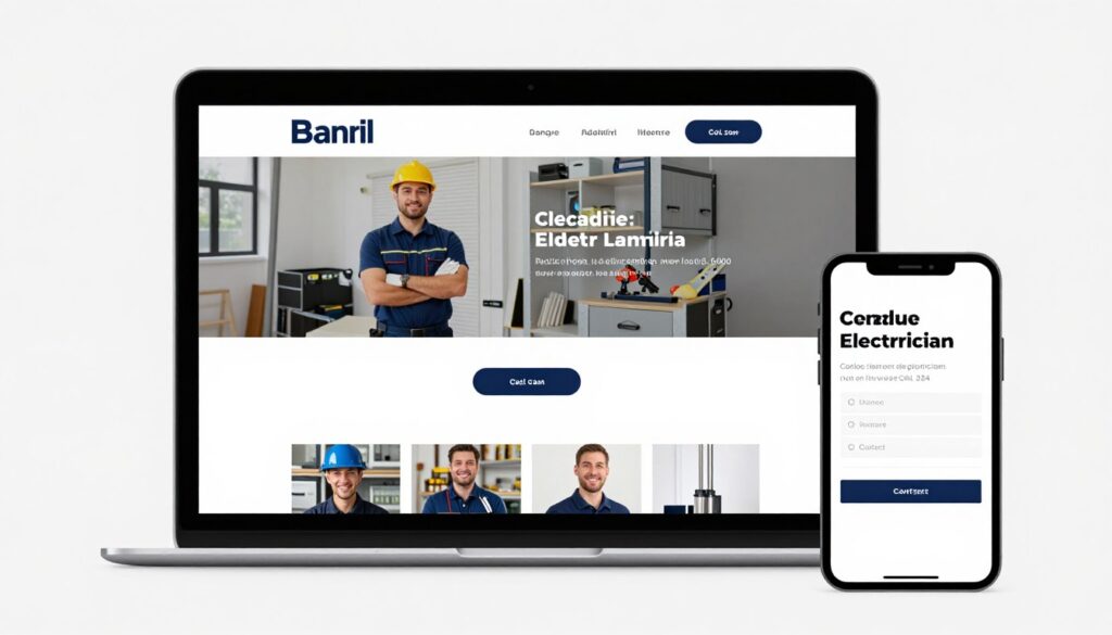 Website eines Elektrikers auf verschiedenen Geräten mit SEO-Optimierung