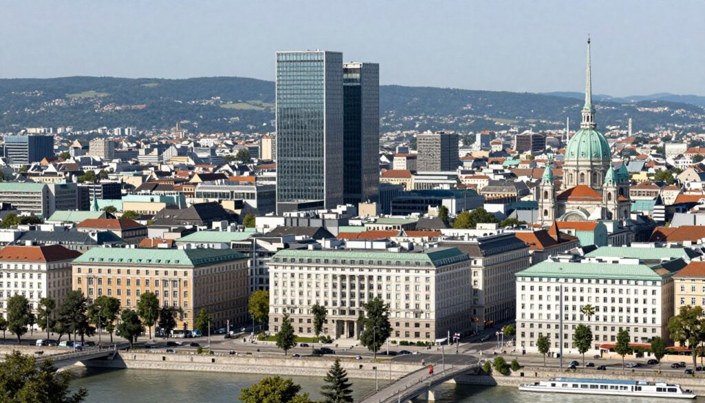 Wien Stadtansicht mit Geschäftsviertel